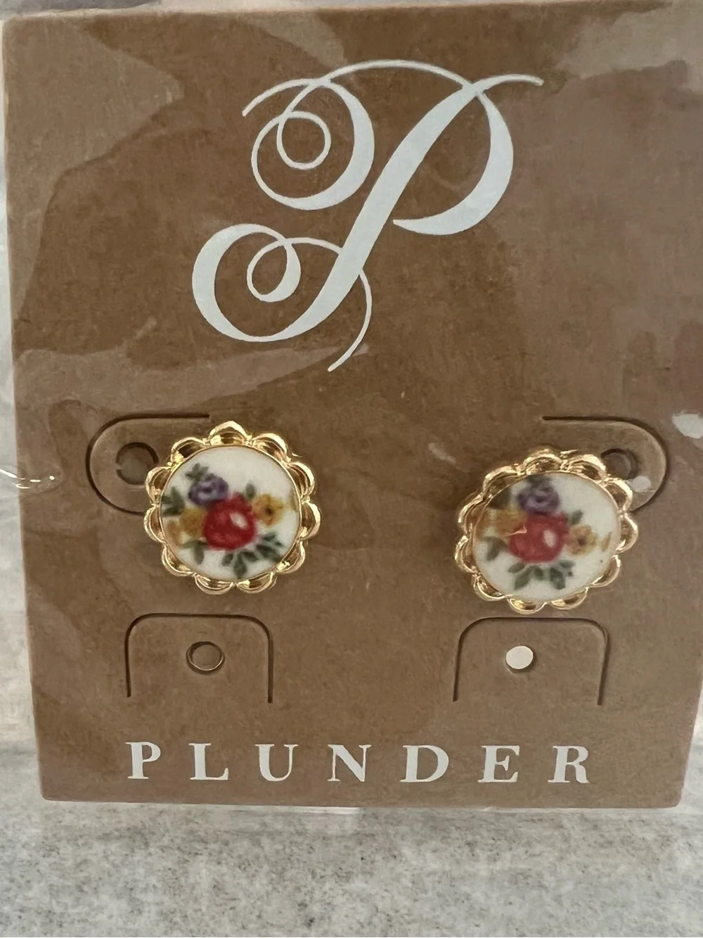 Gold Floral Necklace and Earring Set with Teal Beads and Pink Flower NWT